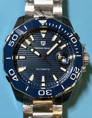 PAGANI DESIGN 44MM WATER RACER DODECADRON BLUE CERAMIC BEZEL AUTOMATIC SEAGULL - Image 1 of 4