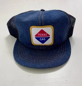 De colección Hecho en EE. UU. Texas Gas Patch DENIM Trucker Hat Snapback Cap Nuevo de Lote Antiguo - Imagen 1 de 5