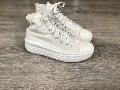 Sapato Converse CTAS Move HI All Star plataforma elevatória feminino tamanho 7 branco pálido - Imagem 1 de 4