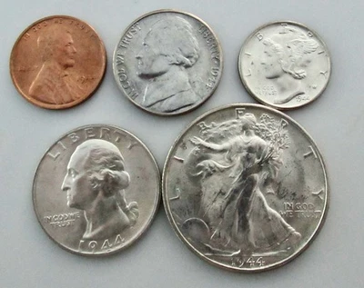 1944 S Brilliant Uncirculated Silver Coin Set,  5 pc San Francisco - Image 1 of 3