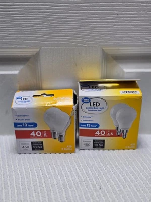 Lot Great Value LED Ceiling Fan Light E17 5W & 4.5W Candelabra A15 Dimmable (M - Image 1 of 4