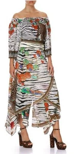 CAMILLA Cross Overlay Silk Pants Cosmic Conflict sz Medium - Picture 1 of 12