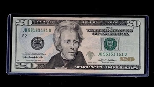 2009 $20 Dollar Federal Reserve Note New York Binary Fancy Serial # JB55151151D - Picture 1 of 4