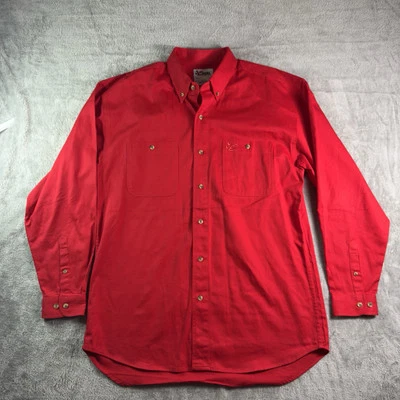 Chase Authentic Fire Red Cotton Button Down Shirt Size Large Long Sleeve Race - Image 1 of 4