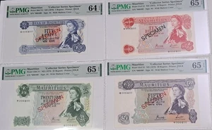 1978 MAURITIUS COLLECTOR SERIES SPECIMEN QE II RUPEES NOTE SET ALL PMG EPQs - Picture 1 of 17