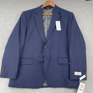 NEW $220 Haggar Suit Jacket Sport Blazer Navy Classic Fit Stretch Mens 44 Short - Picture 1 of 13