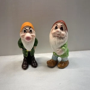 Vtg Walt Disney Prod Japan Ceramic Sleepy & Grumpy Figurine Snow White 7 Dwarfs - Picture 1 of 17