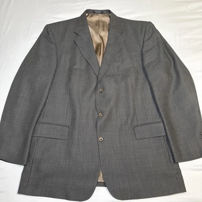Abrigo Blazer Chaqueta Oscar de La Renta 100% Lana Deportivo Para Hombre 48 L Pata de Gallo Usado en Excelente Condición Foto 1 de 4