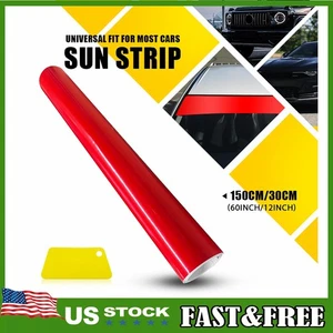 60x12'' Red Sun Visor Windshield Strip Banner Vinyl Premium Blank Decal - Picture 1 of 10