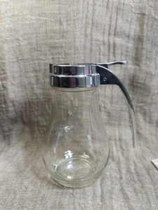 JARRA DE FRASCO DE VIDRIO CON MANGO DISPENSADOR DE JARABE DE CORTE POR GOTEO DE 6" DE COLECCIÓN 16 oz - Imagen 1 de 8