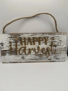 Insegna Rustica in Legno Decorazione Autunno - Insegna da Parete Carina Happy Harvest - Foto 1 di 5
