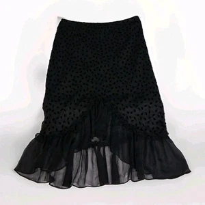 Falda con Volantes de Hada Grunge Negra Gótica Burnout Terciopelo Mezcla Seda Lunares Talla 8P - Imagen 1 de 10