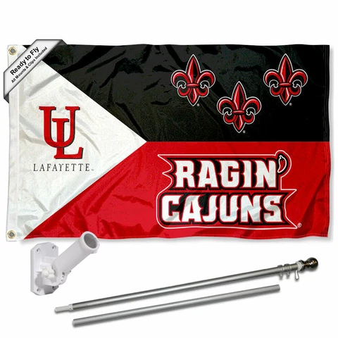 Louisiana Lafayette Ragin Cajuns Acadian Flag Pole and Bracket Gift Set Package Cover