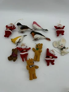 Mixed Lot of 12 Vintage Christmas Decorations Santa Birds Teddy Bears Mouse - Bild 1 von 2