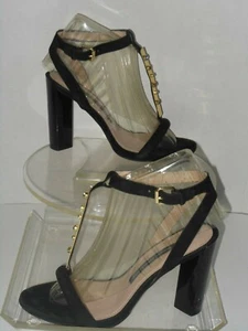 FRENCH CONNECTION LEATHER GOLD TONE JEWELED HEELED SANDALS SIZE 9  - Picture 1 of 7