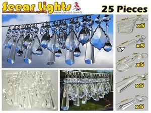 CHANDELIER PRISMS ANTIQUE LOOK CRYSTALS GLASS DROPS DECO LAMP PARTS LUSTRE BEADS - Picture 1 of 12
