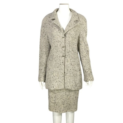 Chanel vintage 99A autunno marrone tweed giacca lunga gonna donna 38
