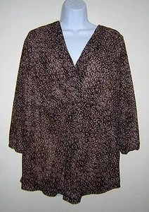 LANE BRYANT TOP BLOUSE BROWN BEIGE PRINT STRETCH PLUS SIZE 18/20 EUC! - Picture 1 of 5