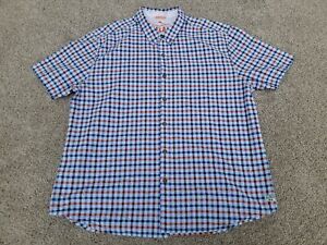 Tommy Bahama Button Up Shirt Adult 2XL XXL Orange Blue Check Relax Casual Mens
