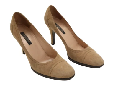 Sergio Rossi Shoes Women EU 39 Suede Heels Almond Toes - Image 1 of 4