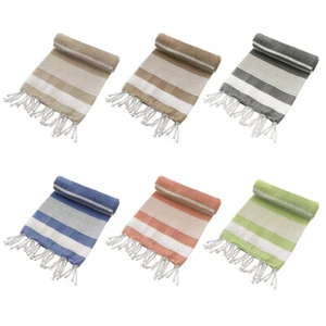 Cotton Rich Large Turkish Beach Towel with Tassels 80cm x 155cm - Picture 1 of 8