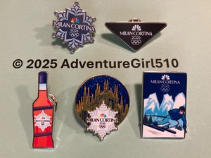 NBC Milan Cortina 2026 Olympic 5 PIN SET Duomo Snowflake Ski Aperol Trader Badge - Picture 1 of 3