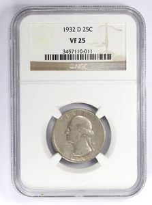 1932-D Washington Quarter 25C NGC VF 25 - Picture 1 of 4
