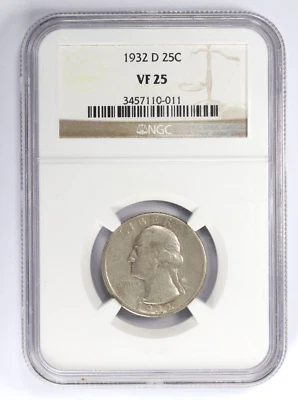 1932-D Washington Quarter 25C NGC VF 25 - Image 1 of 4