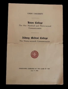 Vtg Union College and Albany Medical College Commencement 1928 Rare Ephemera - Picture 1 of 12