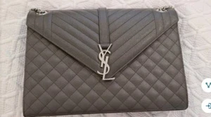 YSL Yves Saint Laurent Lg Env Bag, GREY Cassandre LAST ONE! - Picture 1 of 14