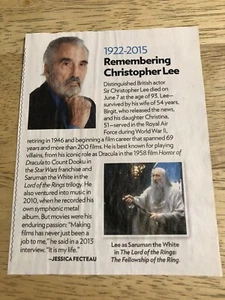 Homenaje Christopher Lee 2015 - recorte de revista - Imagen 1 de 1