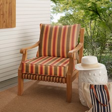 Patio Furniture Cushions Pads Home Garden 2 Pc Outdoor Deep Seat Cushion Set Fontina Stripe 25x23x9 24x24x6 New Adrp Fournitures Fr