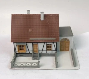 Faller HO Half Timbered House With Garage On Cardstock. - Picture 1 of 4
