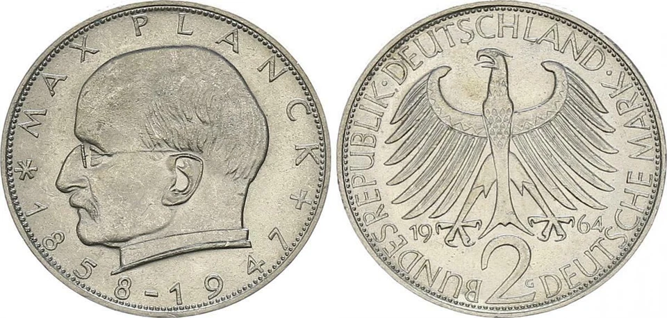 FRG 2 Mark 2 DM 1964 G Max Planck Almost Uncirculated 60827 - Image 1 of 1