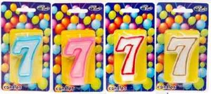 Big Size Birthday Party Candle Number 7 in Blue/ Pink/ Red or Gold Edge color - Picture 1 of 9