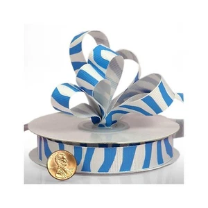 Zebra Style Grosgrain Ribbon - Blue and White - 5/8in. x 20 Yds (pm57052376) - Picture 1 of 1