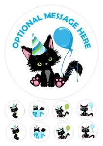 Edible Black Cat party decorations Cake Topper choices of size, iced and wafer - Picture 1 of 4