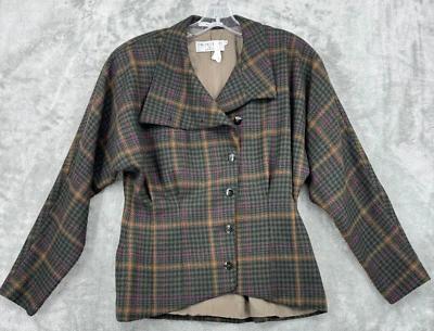 Blazer vintage Michii Moon para mujer manga 6 Dolman a cuadros Academia verde preppy Foto 1 de 4