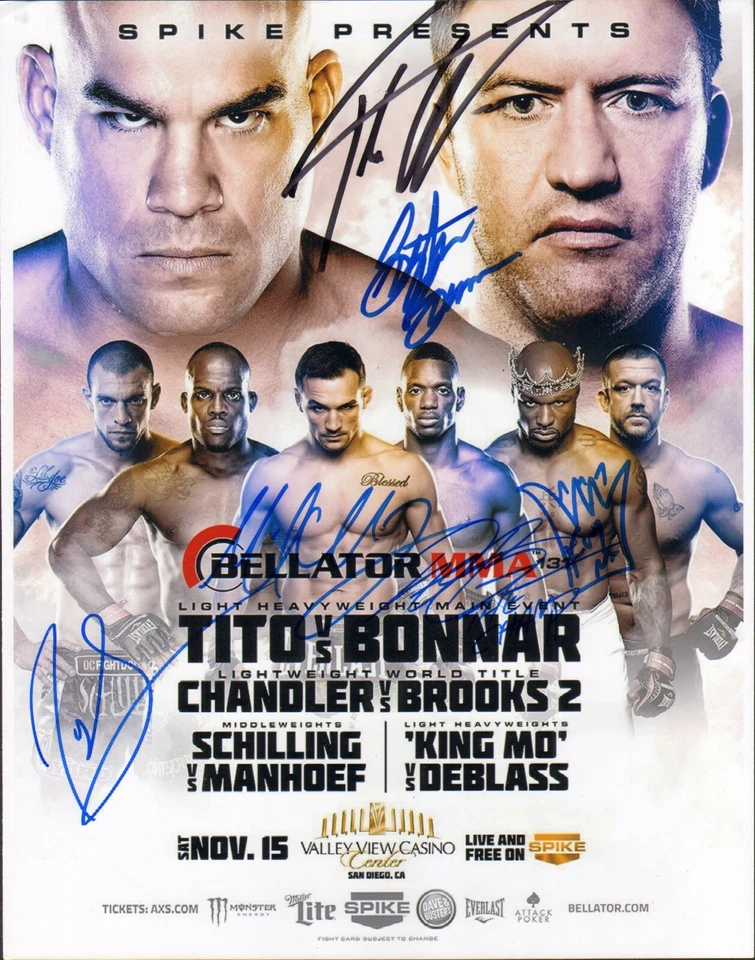 PÓSTER FOTOGRÁFICO FIRMADO POR TITO ORTIZ 11X14 BELLATOR 131 MIKE CHANDLER BONNAR +3 Foto 1 de 1