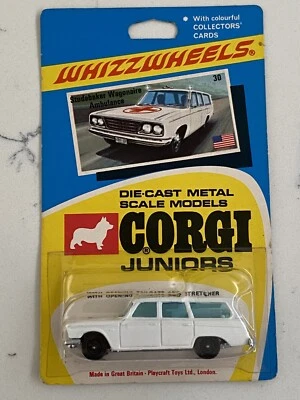 CORGI JUNIORS 30 STUDEBAKER WAGONAIRE AMBULANCE, WHIZZWHEELS, MINT, VNM CARD. - Image 1 of 4