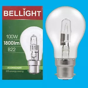 2 bombillas de bayoneta GLS BC B22 eco halógenas regulables transparentes de 100 W (=120 W) - Imagen 1 de 4