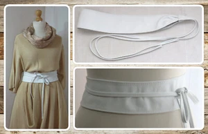 BNWT, QUIRKY, LAGENLOOK, GENUINE LEATHER, WHITE, ITALIAN, OBI, SASH BELT - Picture 1 of 10