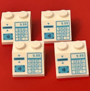 4 x LEGO Schrägstein bedruckt Kasse City 2 x 2 weiß white 3039pb139 NEU - Bild 1 von 1