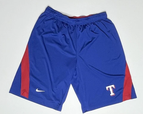Texas Rangers MLB Blue Red Nike Dri Fit Baseball Shorts Mens L Cover