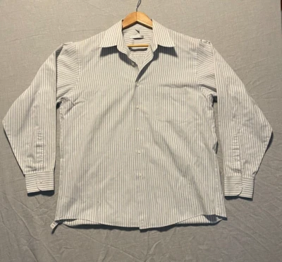 Geoffrey Beene Button Up Shirt Mens Large 16.5 (34/35) Gray Striped Wrinkle Free - Image 1 of 4