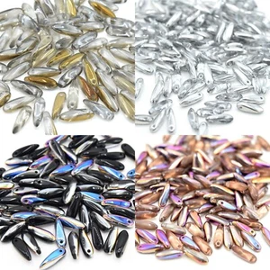 60 X CZECH PRESSED GLASS DAGGER BEADS 3X11MM FOR JEWELLERY MAKING - PICK COLOUR - Picture 1 of 5