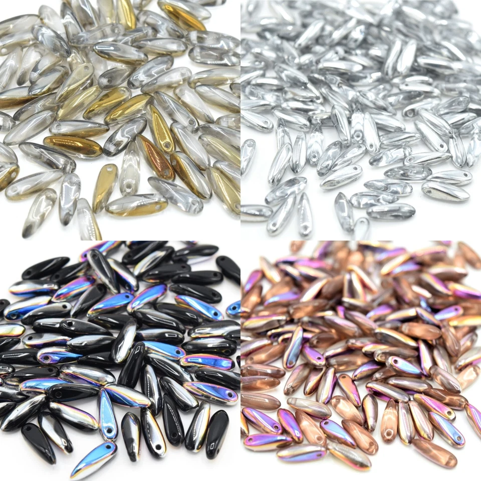 60 X CZECH PRESSED GLASS DAGGER BEADS 3X11MM FOR JEWELLERY MAKING - PICK COLOUR - Image 1 of 1