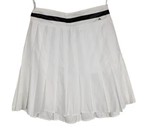 J Lindeberg Golf Damen Jodi Faltenrock klein weiß Baumwollfutter schwarzes Band - Bild 1 von 10