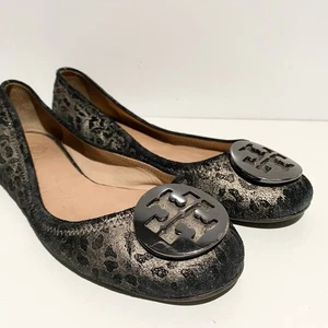 Tory Burch Luisa Damen-Ballerinas Anthrazit Metallic Leopardenmuster - Bild 1 von 10