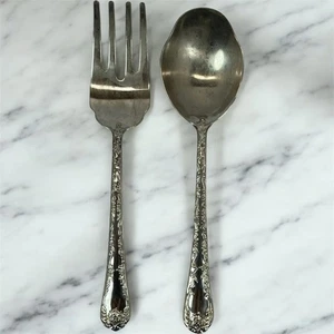 WM Rogers & Son Silver Elegance Servizio Set Forchetta Cucchiaio 8,5” Vintage Silverplate - Foto 1 di 10